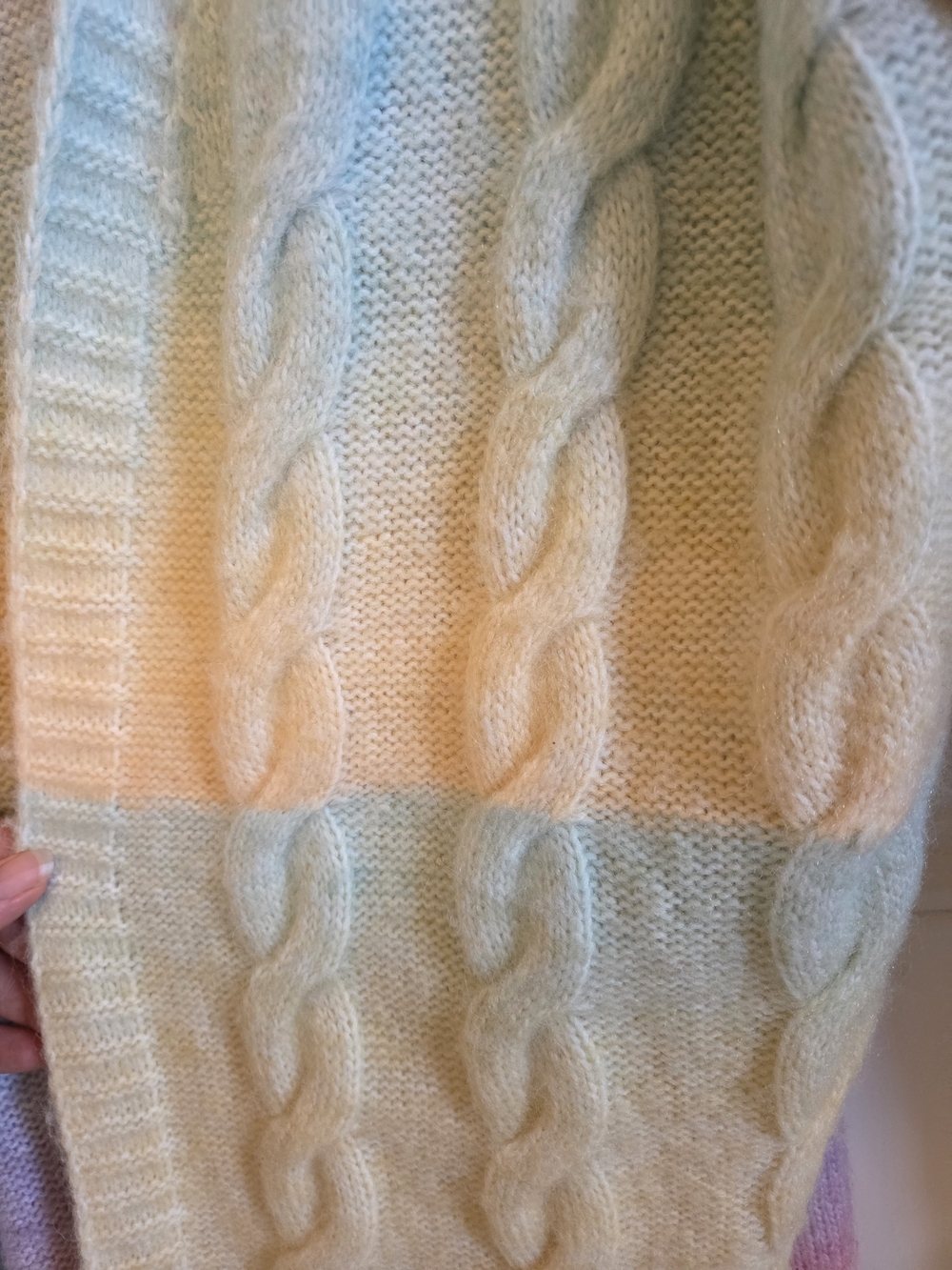 Soft Pastel ๐ Rainbow Open-Front Cable Knit Cardigan Sweater - Picture 5 of 5